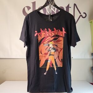 Black Graphic Tee with Anime Design